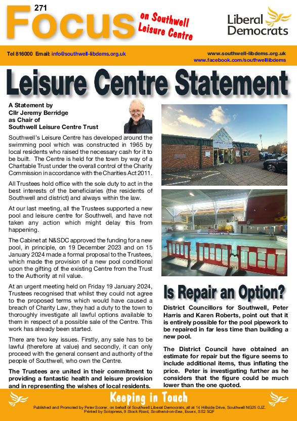 Leisure Centre Statement